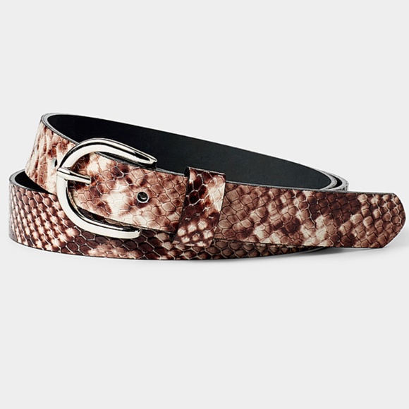 Brown Italian leather snake patterned belt made in Canada NWT - Picture 1 of 6